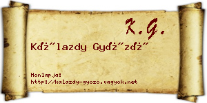 Kálazdy Győző névjegykártya